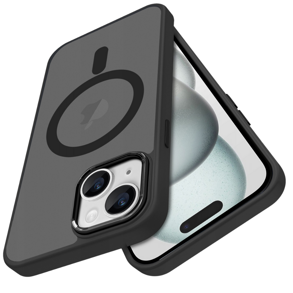 Квадратний чохол на iPhone 11 з технологією MagSafe чорний на айфон 11 з квадратними гранями силіконовий, фото 1