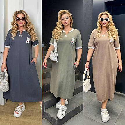 Гарне плаття спорт із лакости з короткими рукавами розміри батал, фото 1