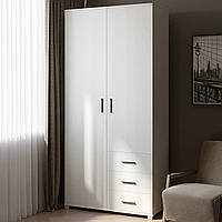 Шафа дводверна з 3 ящиками ШП-4 Бриз білий (100х52х210 см) Еверест