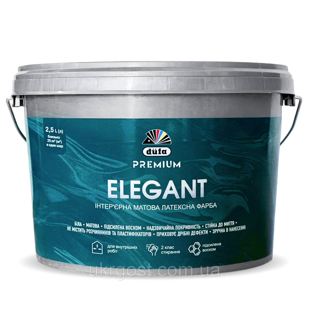 Інтер'єрна фарба для стін латексна Dufa Premium ELEGANT P105 мат білий 2,5 л