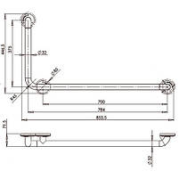 Поручень для інвалідів Г-подібний BAD090CS —, фото 2