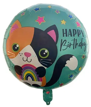 Повітряна фольгована куля Happy Birthday кішечка (Китай)