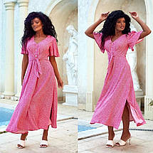 Неймовірно жіночне легке літнє приталене максі в горошок, фото 5