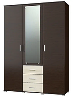 Велика розпашна Шафа с дзеркалом ШП-5 Бриз венге темний + дуб молочний Еверест (150х52х210 см)