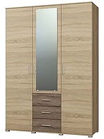 Велика розпашна Шафа с дзеркалом ШП-5 Бриз дуб сонома-трюфель Еверест (150х52х210 см)