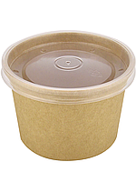 Крафтовий супник з кришкою 350 мл ЕКОНОМ, упаковка 50 шт, 012300116/012300117