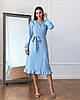 Класичне нарядне вечірнє плаття-міді з довгим рукавом, блакитне, фото 4