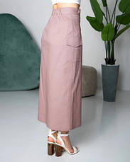 Класична жіноча спідниця на запах "Ніла" із льняної тканини в бежевому кольорі з високою посадкою, фото 3