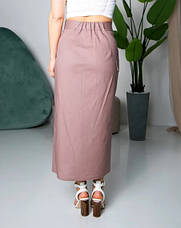 Класична жіноча спідниця на запах "Ніла" із льняної тканини в бежевому кольорі з високою посадкою, фото 4