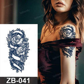 Juice (Пігментаційні). Флеш Тату. 16*11 См. Тимчасова, Перевідна, Квіти, Змії, Півонії, Zb-041 (S)