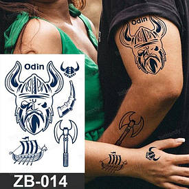 Juice (Пігментаційні). Флеш Тату. 16*11 См. Тимчасова, Перевідна, Набір, Скандинавський Стиль, Воїни, Варвари, Сокири, Човни,