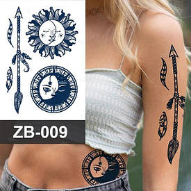 Juice (Пігментаційні). Флеш Тату. 16*11 См. Тимчасова, Перевідна, Набір, Місяць, Небо, Космос, Сонце, Стріли, Пір’Я, Zb-009 (S)