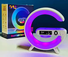 Світильник із бездротовою зарядкою телефону LED Wireless Charging Speaker G63 колонка нічник RGB-підсвічування, фото 4