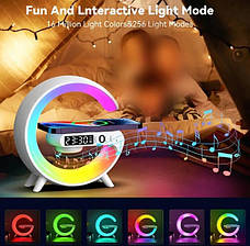 Світильник із бездротовою зарядкою телефону LED Wireless Charging Speaker G63 колонка нічник RGB-підсвічування, фото 5