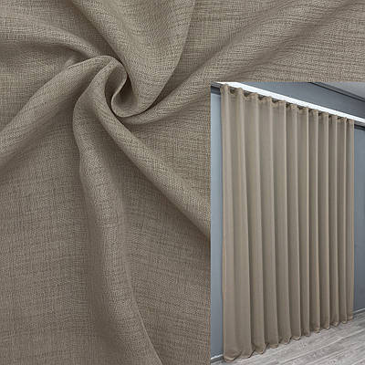 Готова тюль (3х2,5м.), мікро-льон однотонний. Колір світле-какао. Код 1310т 43-179