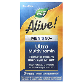 Alive! Комплекс суперефективних мультивітамінів для чоловіків 50+ Nature's Way 60 таблеток
