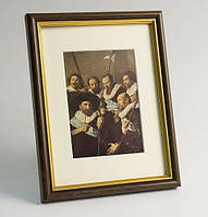 Фоторамка 21х30см, (А4) темно-коричнева із золотою вставкою