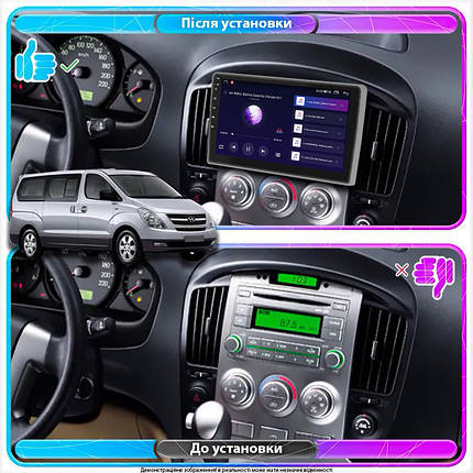Штатна магнітола Lesko для Hyundai H-1 II 2007-2015 екран 9" 6/128Gb 4G Wi-Fi GPS Top Хюндай, фото 3