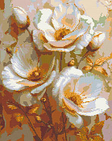 Алмазна мозаїка/вишивка Білі квіти
 40*50 см Орігамі OD 3302