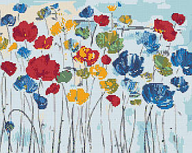 Алмазна мозаїка/вишивка Квіти на білому тлі
 40*50 см Орігамі OD 30890