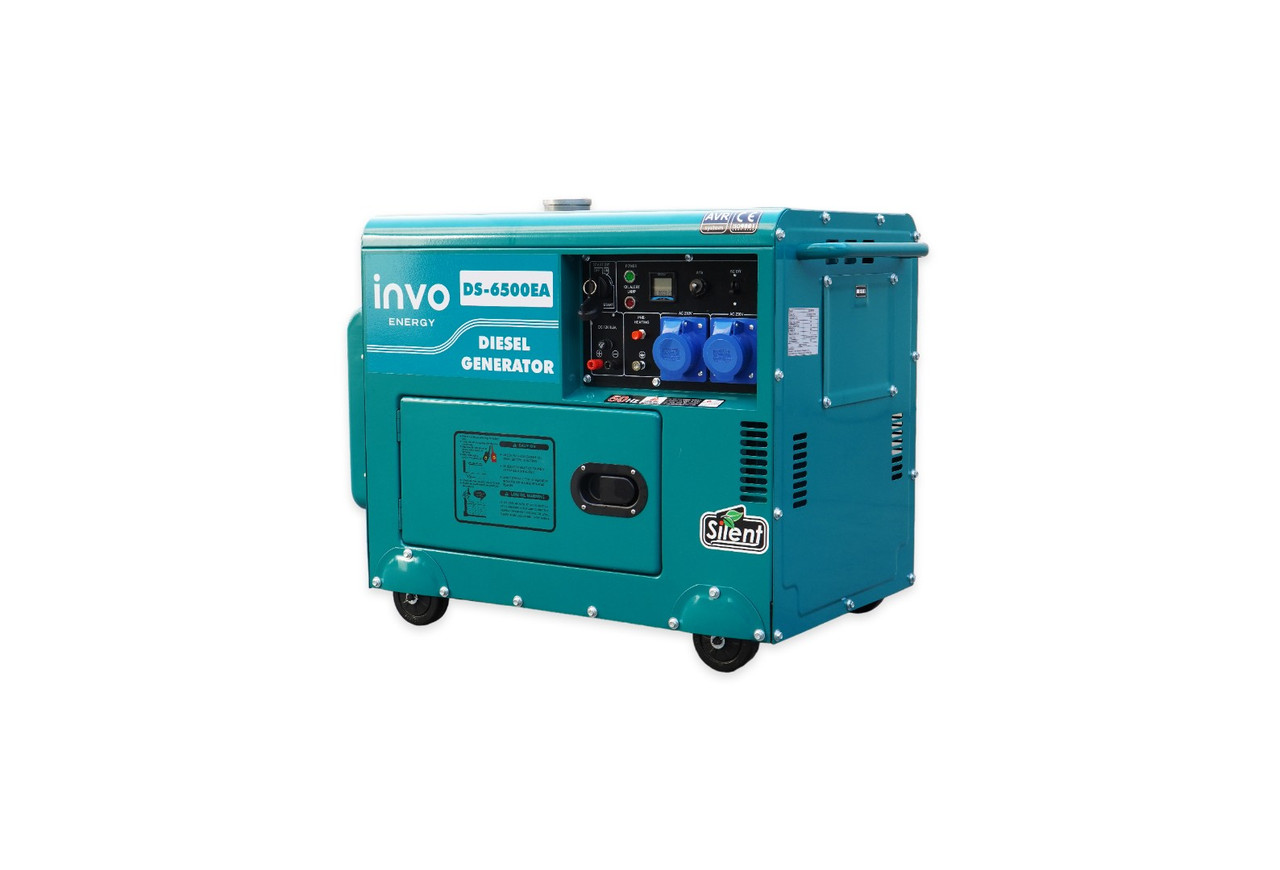 Генератор дизельний INVO DS-6500EA 6/6,5кВ 220В у кожусі з електричним запуском
