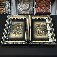 Дерев'яні нарди з різьбленим Левом 60×28см, фото 4