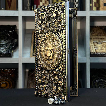 Нарди дерев'яні подарункові Цар звірів 60×28 довгі нарди короткі нарди