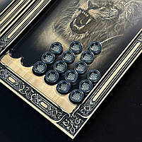 Дерев'яні нарди з різьбленим Левом 60×28см, фото 8