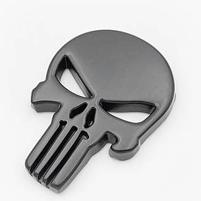 Металевий шильдик емблема "Череп Каратель" (Punisher) - Чорний, фото 1