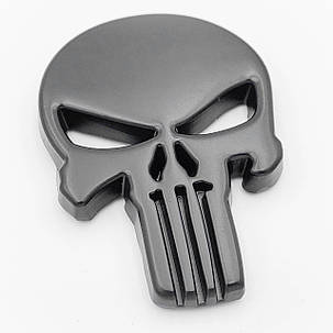 Металевий шильдик емблема "Череп Каратель" (Punisher) - Чорний, фото 3