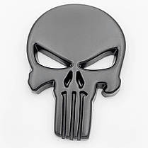 Металевий шильдик емблема "Череп Каратель" (Punisher) - Чорний, фото 4