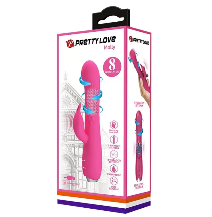 Вібратор зі стимулятором клітора та ротацією Molly, фото 1