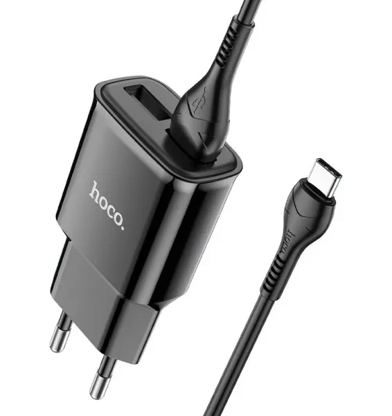 Мережевий зарядний пристрій Hoco C88A Star round Type-C 2USB 2.4A EU (Чорний)