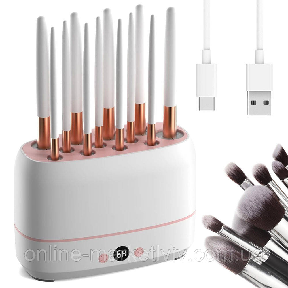 Електрична сушарка пензлів для макіяжу на 12 отворів LY-610 / Сушка для пензлів з контролем температури, фото 1