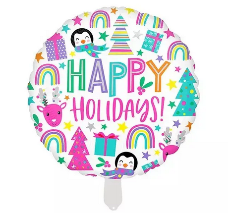 Куля фольгована кругла "Happy Holidays" пінгвіни (Китай)