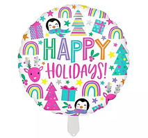 Куля фольгована кругла "Happy Holidays" пінгвіни (Китай)