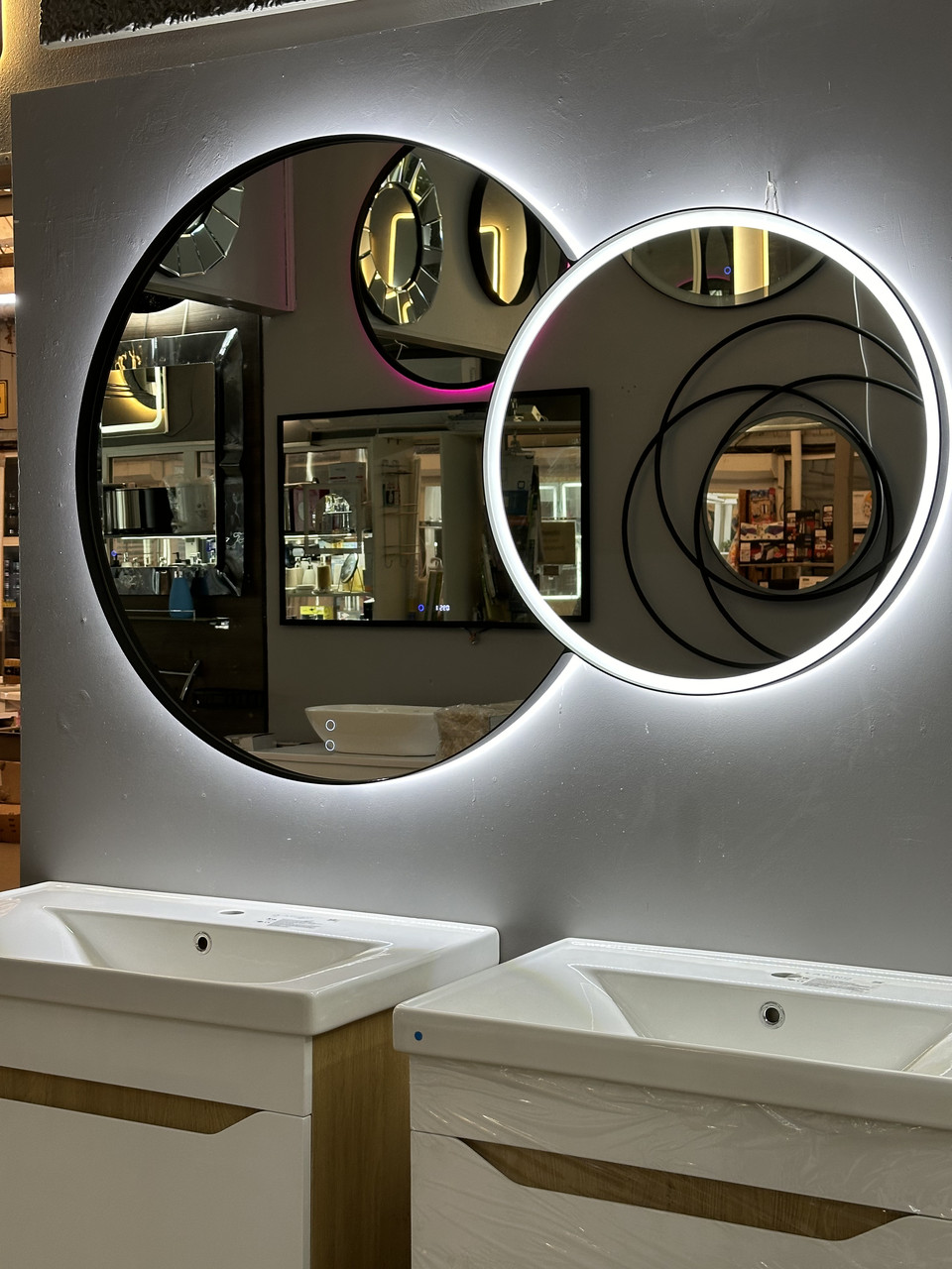 Дзеркало DUET Д90+Д60см у металевій рамі з підсвічуванням, фото 1