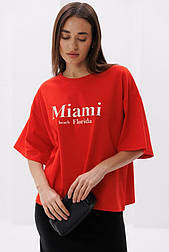 Жіноча фуболка оверсайз із написом MIAMI