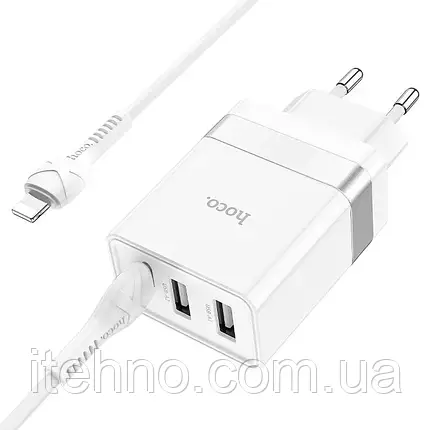 Мережевий ЗП Hoco N21 Pro Tourer Type-C to Lightning PD30W (2A1C) Швидка зарядка (Білий), фото 1