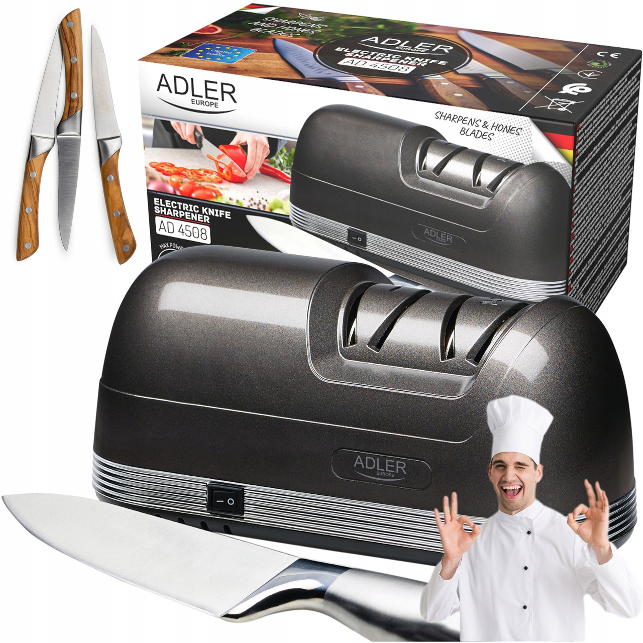 Електрична точилка для ножів Adler AD 4508 (60 Вт, Польща), фото 1