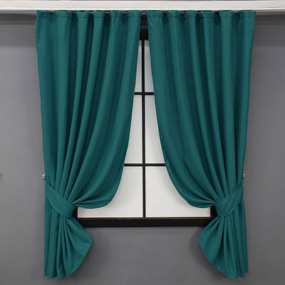 Комплект (2шт. 1,3х1,7м.) коротких штор із колекції "Bagema Rvs". Колір смарагдовий. Код 1297ш 35-0123