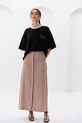 Жіноча довга літня лляна спідниця з ґудзиками зверху