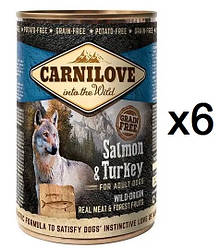Упаковка консерв 6 шт.*400 для собак Carnilove Salmon & Turkey for adult dogs (лосось/Індичка) 400 г