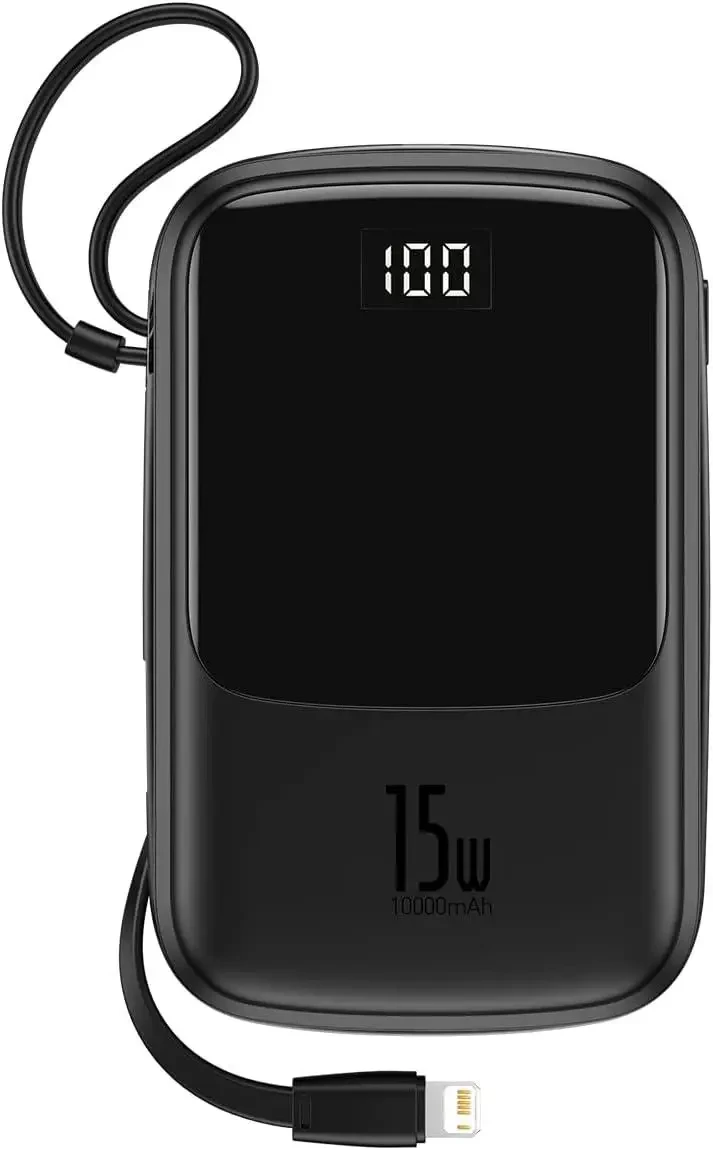 Портативна батарея Power Bank Baseus Q Power Digital Display 3A 10000mAh з IP-кабелем Black (PPQD050101)
