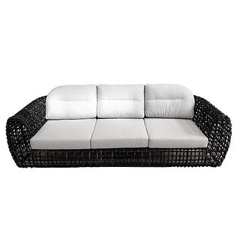 Диван 3-місний для вулиці зі штучного ротанга Dynasty Black Mushroom Skyline Design