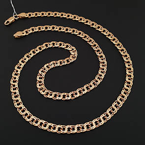 Позолочений срібний ланцюжок бісмарк. Цепочка срібло 925, позолота 585. Ширина ланки 5,5 мм