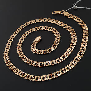 Срібний ланцюжок з позолотою 60 см бісмарк. Ширина ланки 5.5 мм