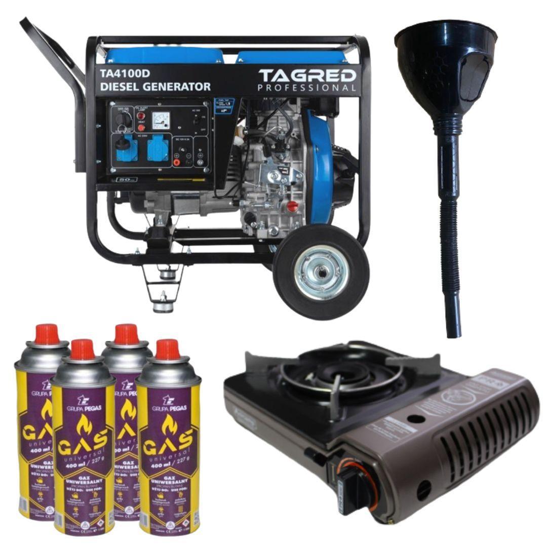 Дизельный генератор TAGRED TA4100D + газова плитка Orcamp CK-505 + 4 газових картриджа 400 мл
