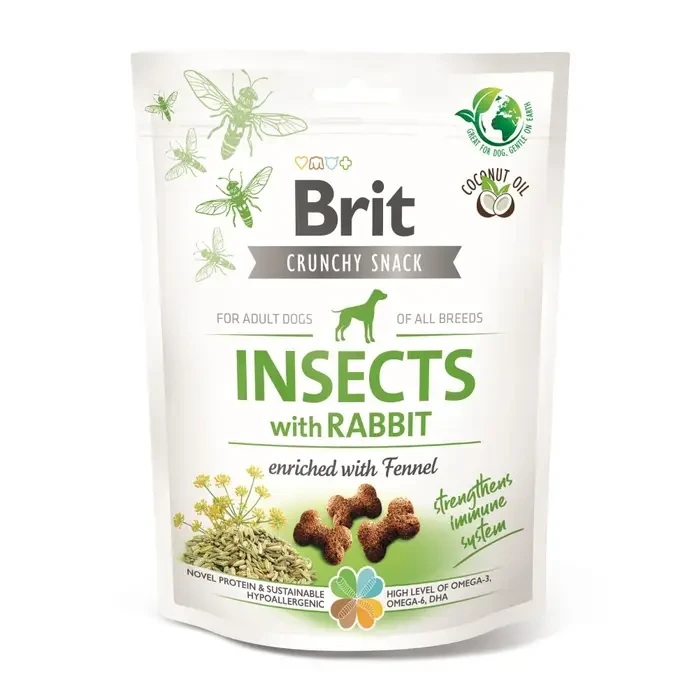 Ласощі для собак Brit Care Dog Crunchy Cracker 200 г — комахи, кролик і фенхель