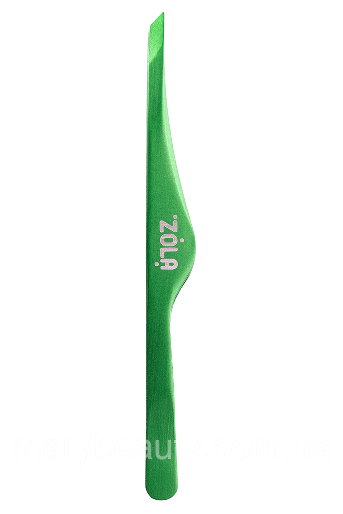 ZOLA Пінцет скошений професійний для брів GREEN, фото 1